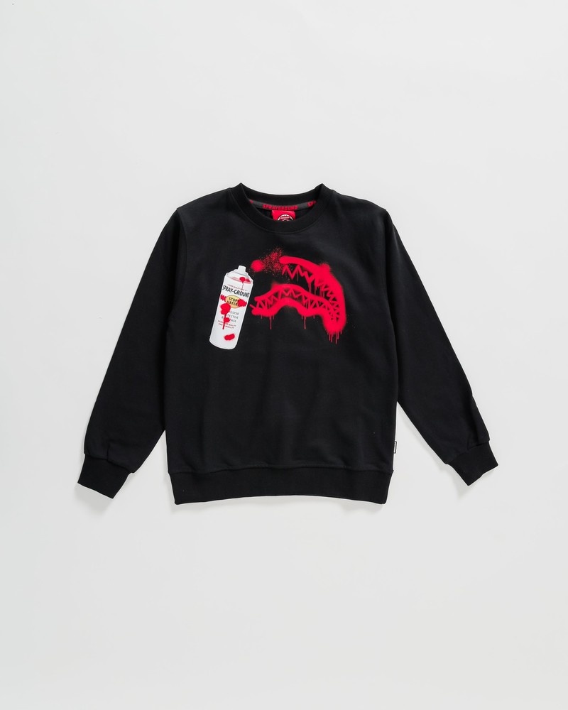 Black Sprayground Spraypaint Crewneck Kids\' Sweatshirts | 694242426