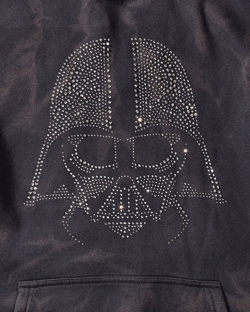 Black Sprayground Star Wars Darth Vader Rhinestone Head Women's Hoodie | 13464070