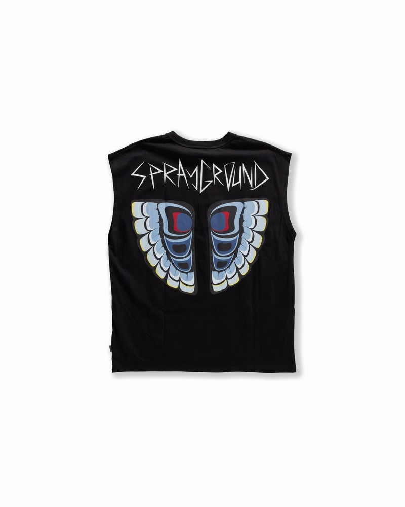 Black Sprayground Tank Tops Head Hunter Over Men's Tank Top | 859980792