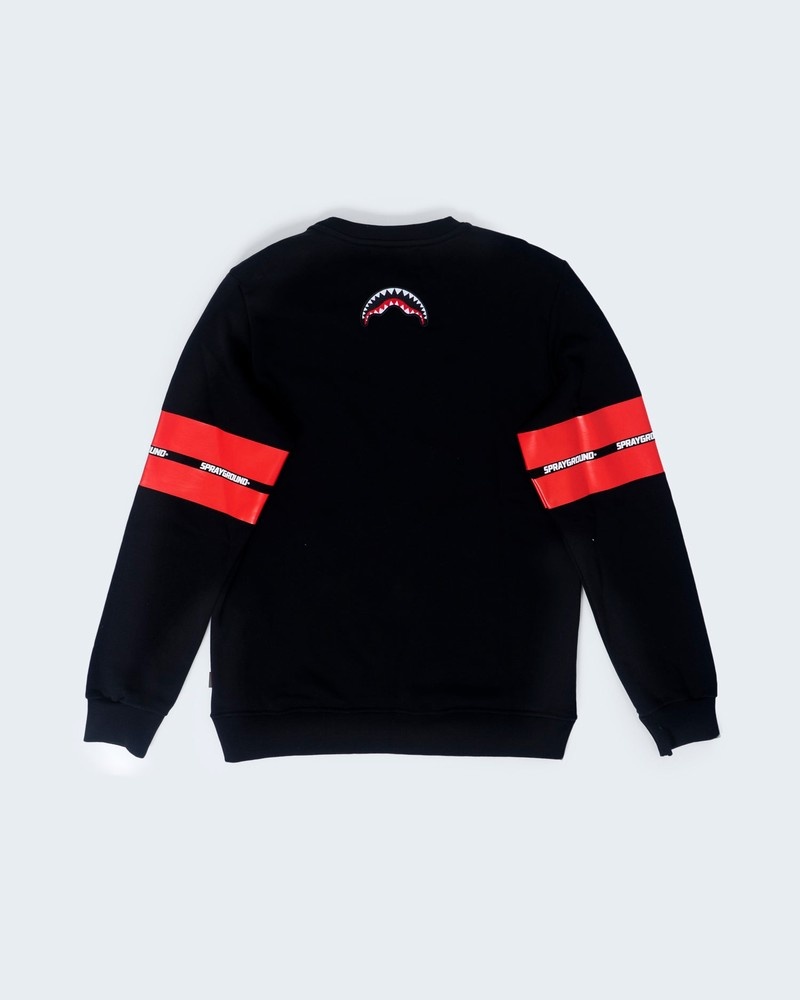 Black Sprayground Team Crew Men's Sweatshirts | 887337905