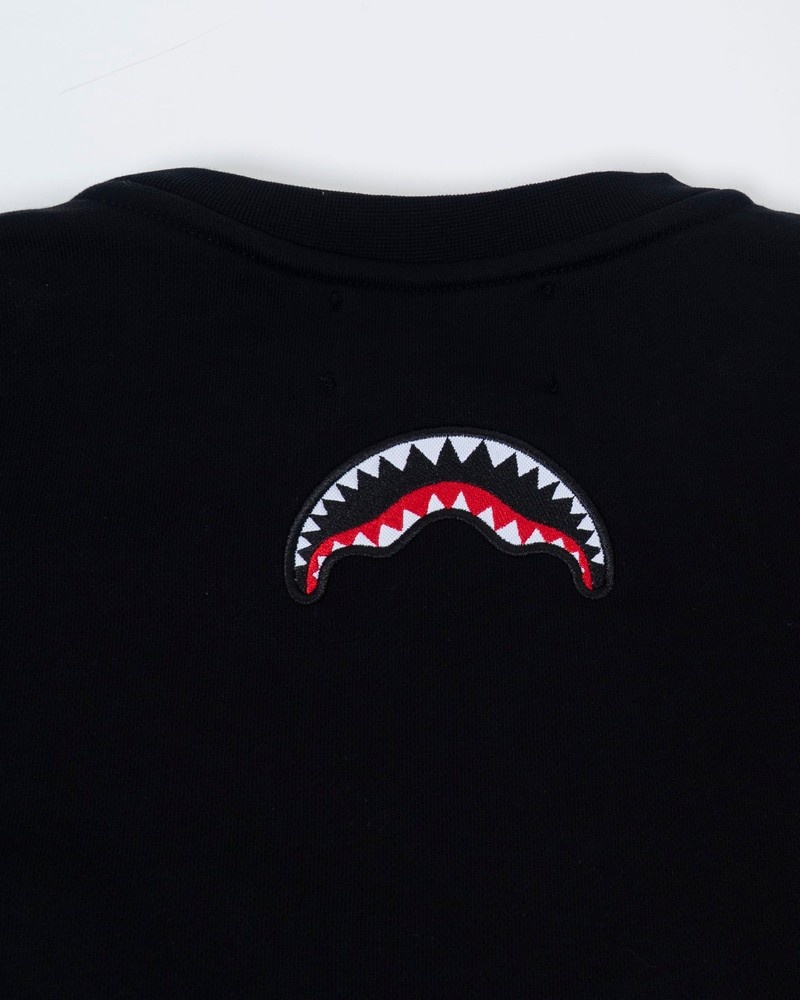 Black Sprayground Team Crew Men's Sweatshirts | 887337905