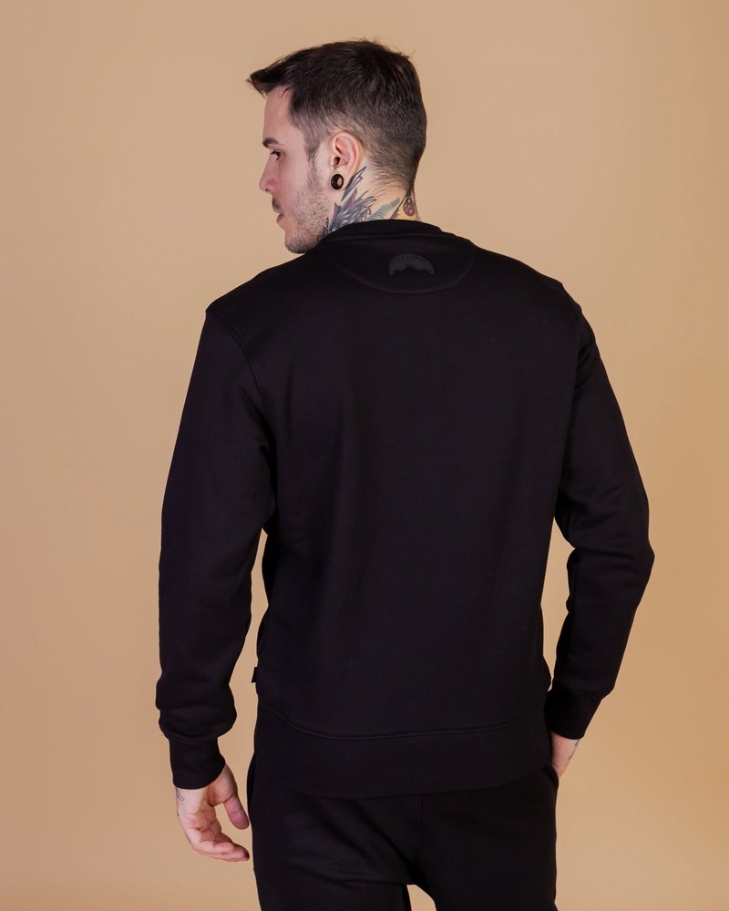 Black Sprayground Tiger Crew Men's Sweatshirts | 426003945