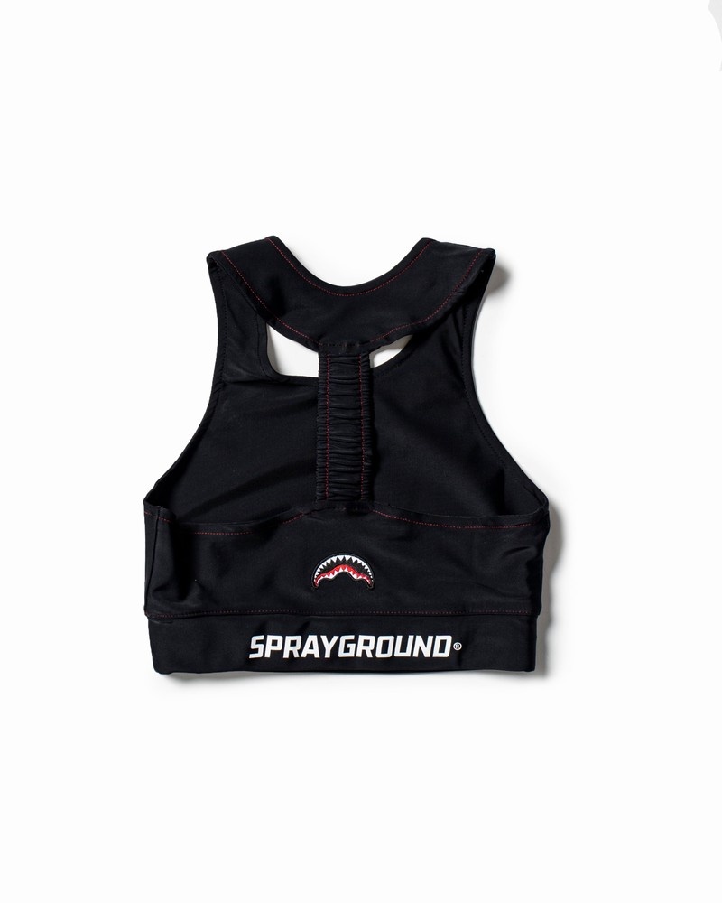 Black Sprayground Top Shark Women's Sports Bra | 190173268