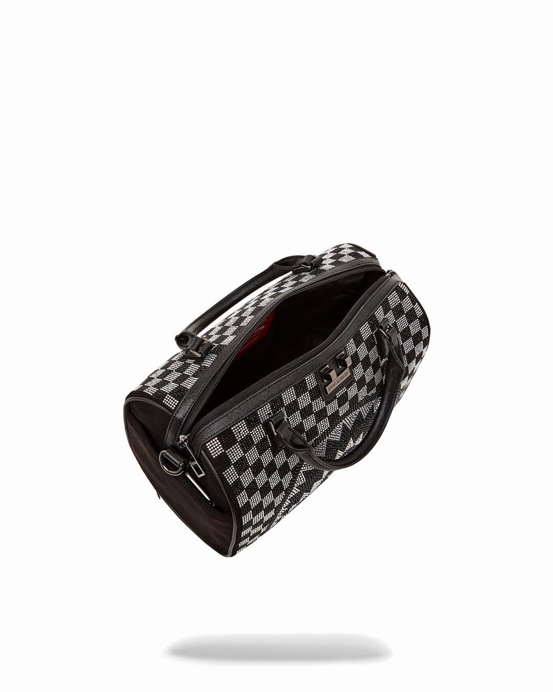 Black Sprayground Trinity Checkered Mini Men's Duffle Bags | 255429584