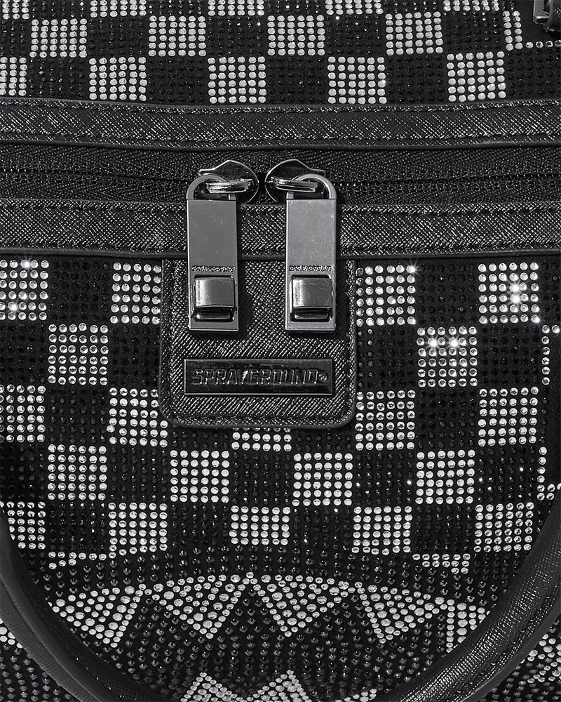 Black Sprayground Trinity Checkered Mini Men's Duffle Bags | 255429584