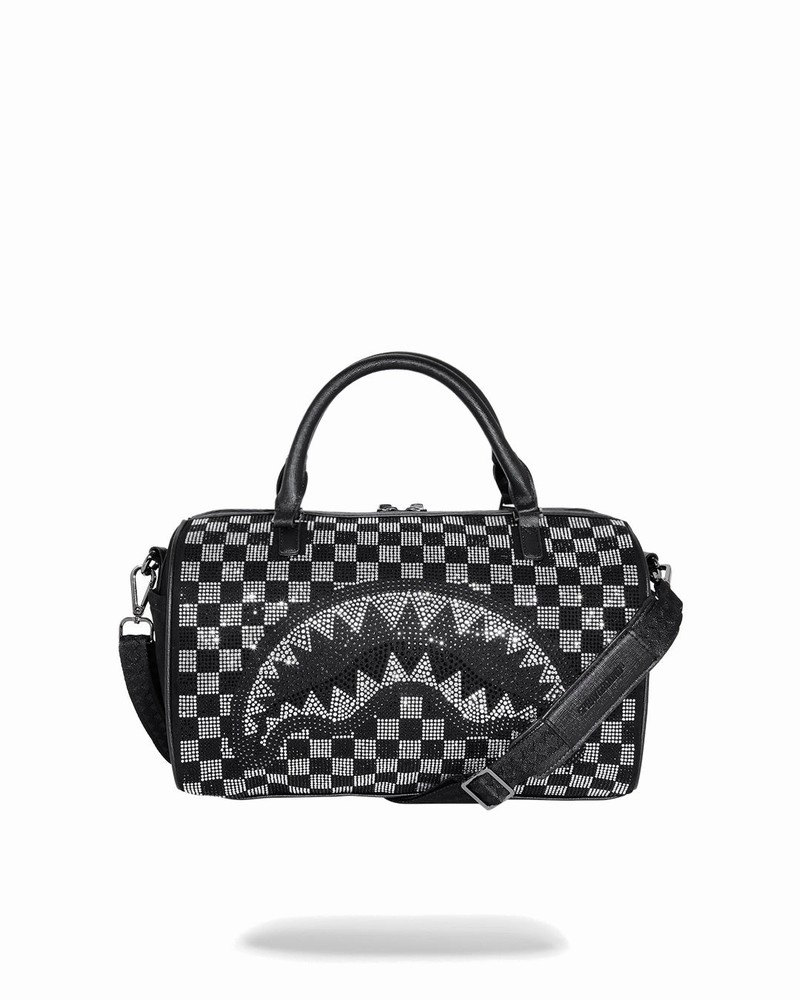 Black Sprayground Trinity Checkered Mini Men\'s Duffle Bags | 255429584
