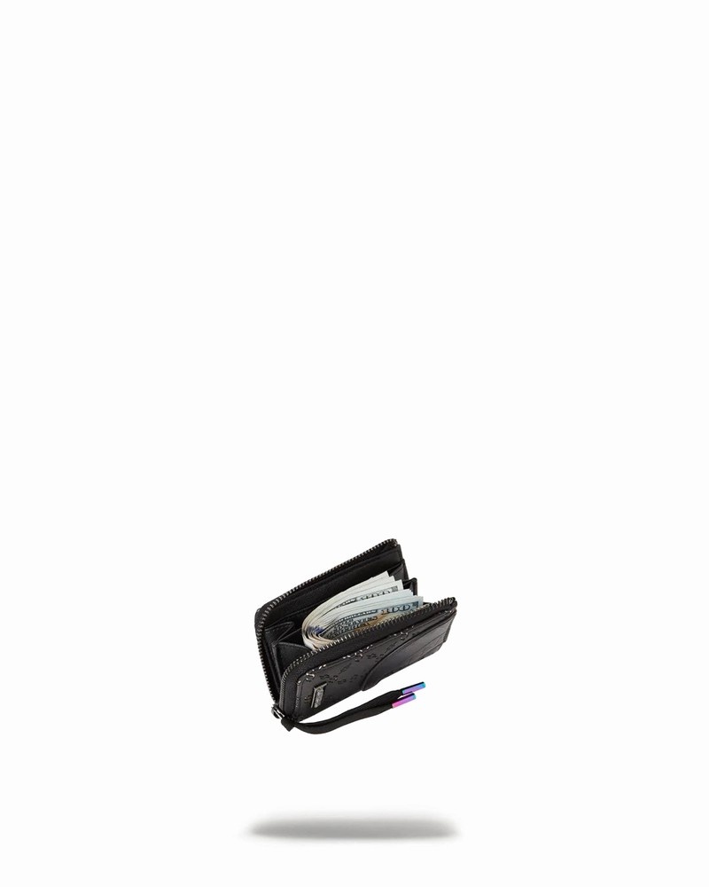 Black Sprayground Trippy Moneygram Men's Wallets | 74304670