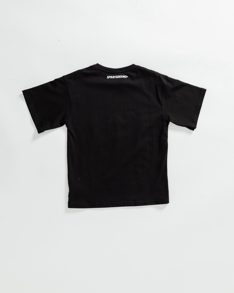 Black Sprayground Varsity Moneyout Over Kids' T Shirts | 513321331