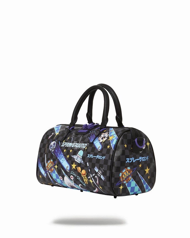 Black Sprayground Wtf Alien Invasion Mini Men's Duffle Bags | 273973138
