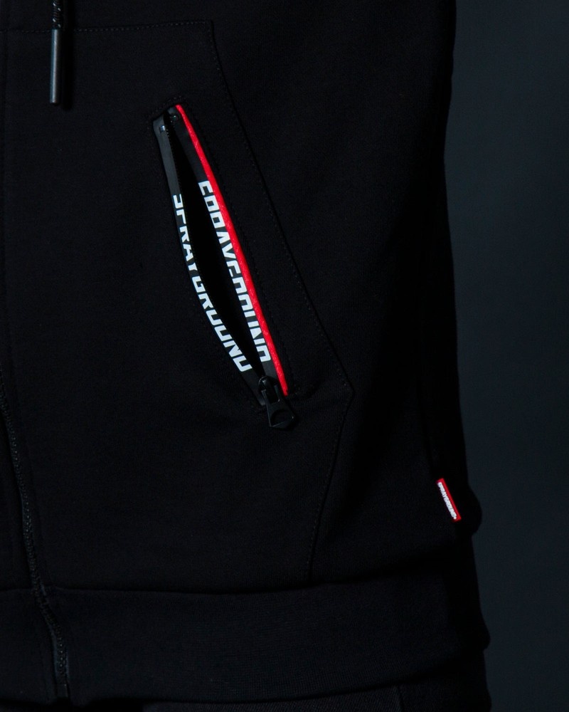 Black Sprayground Zip Logo Back Men's Hoodie | 403951781