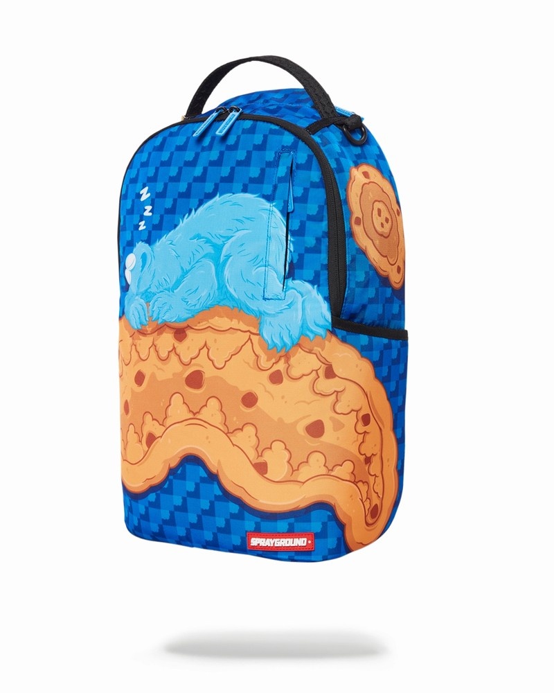Blue Sprayground Cookie Monster Sleeping Men's Backpacks | 371769409