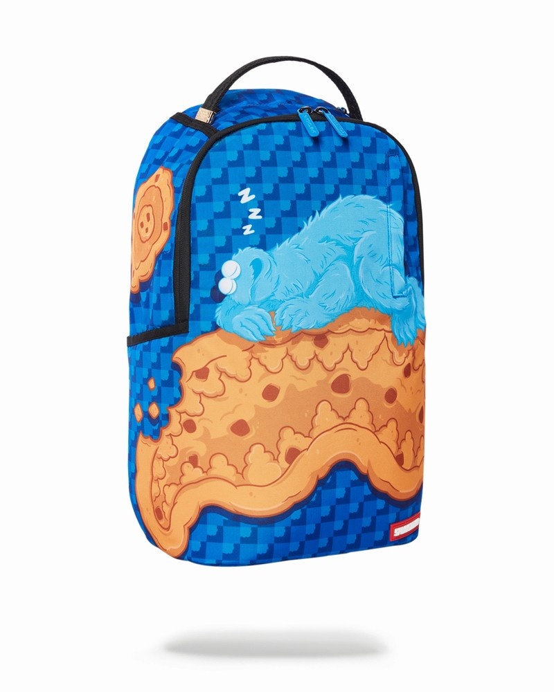 Blue Sprayground Cookie Monster Sleeping Men's Backpacks | 371769409