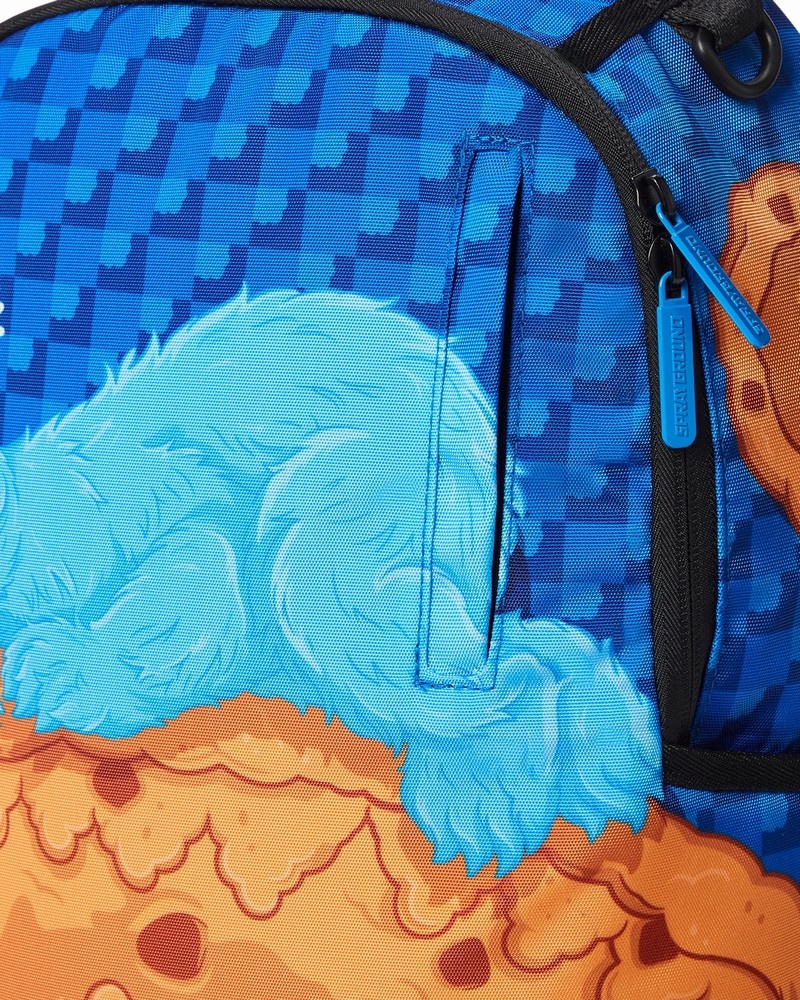 Blue Sprayground Cookie Monster Sleeping Men's Backpacks | 371769409