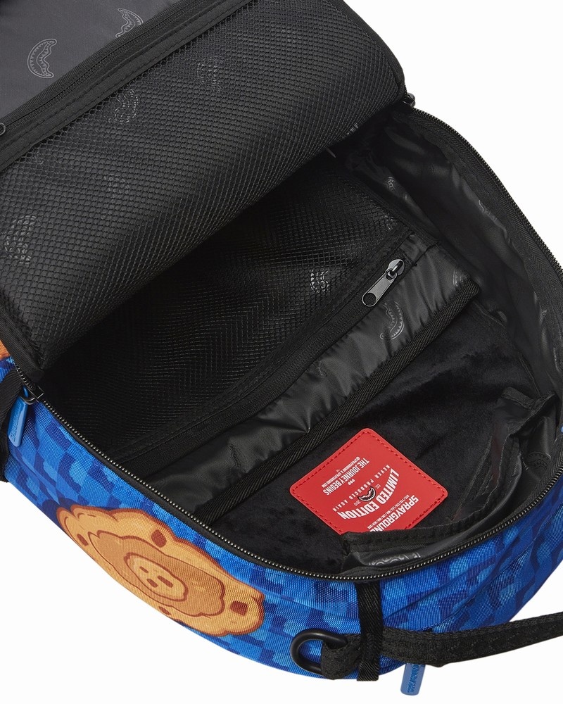 Blue Sprayground Cookie Monster Sleeping Men's Backpacks | 371769409