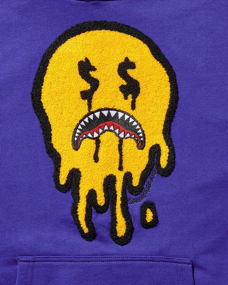 Blue Sprayground Drip Shark Smiley Women's Hoodie | 486055534