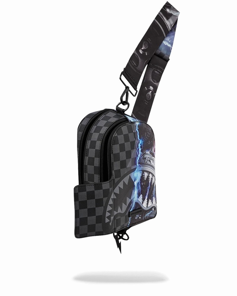 Blue Sprayground Sharkinator 3 Sling Men's Backpacks | 158636603