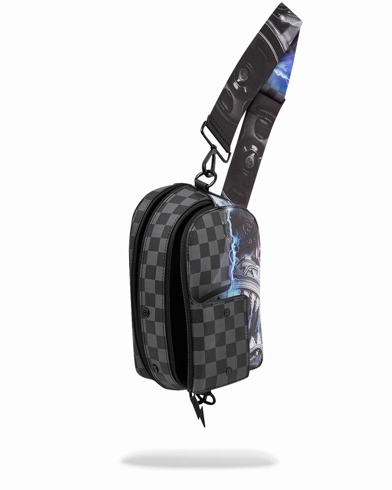 Blue Sprayground Sharkinator 3 Sling Men's Backpacks | 158636603