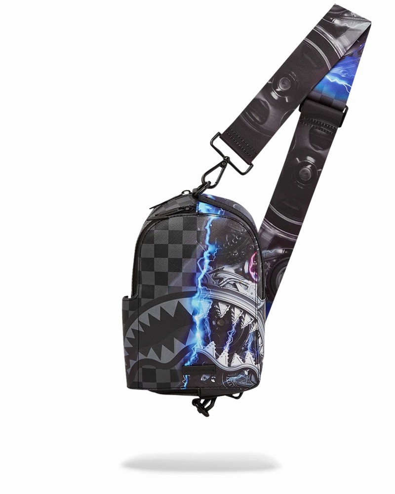 Blue Sprayground Sharkinator 3 Sling Men\'s Backpacks | 158636603
