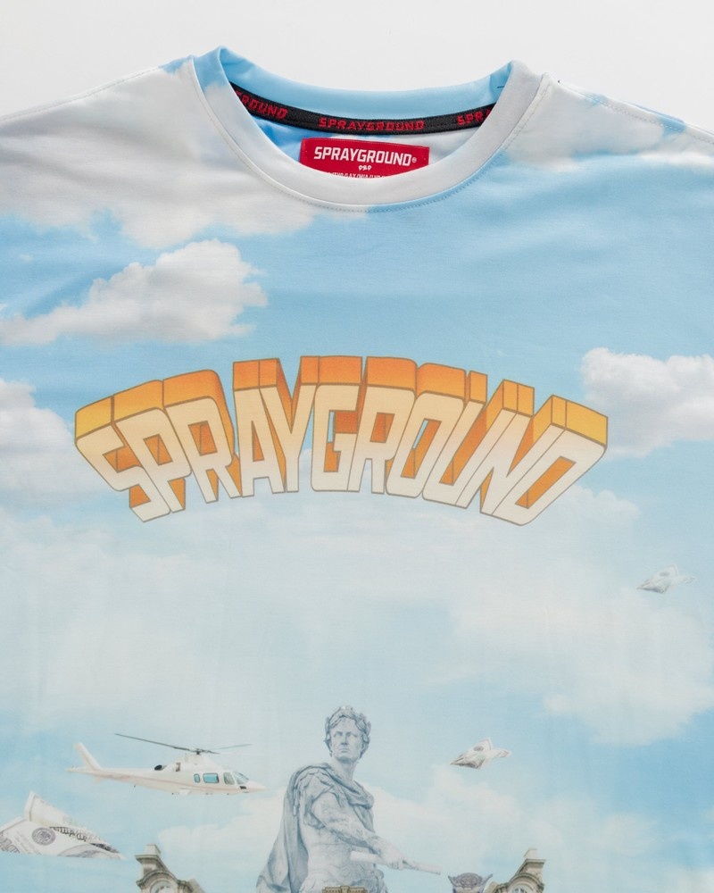 Blue Sprayground Underwater Shark Island Over Women's T Shirts | 891311399