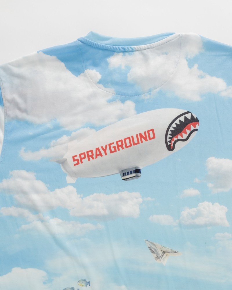 Blue Sprayground Underwater Shark Island Over Women's T Shirts | 891311399