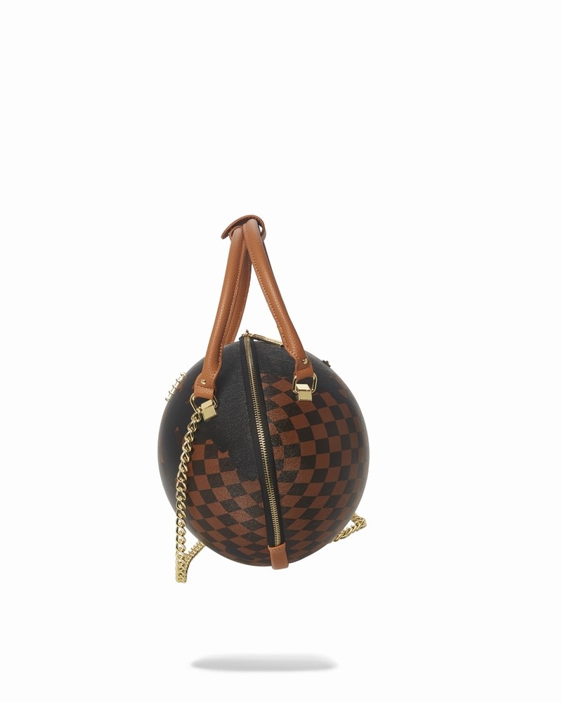 Brown Sprayground A.I.5 Global Globe Men's Handbag | 72143355