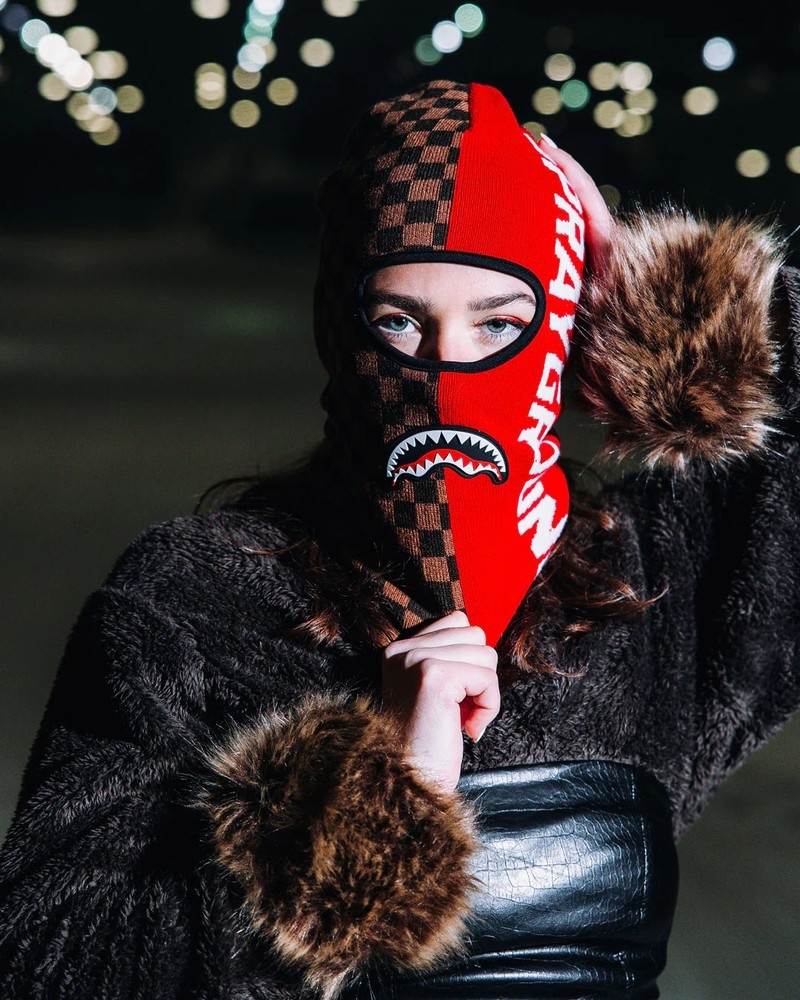 Brown Sprayground Branded Split Men's Ski Masks | 366046428