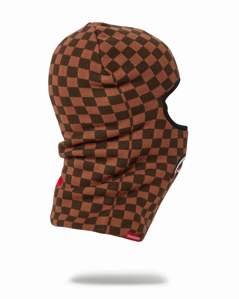 Brown Sprayground Branded Split Men's Ski Masks | 366046428