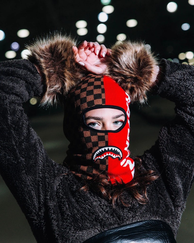 Brown Sprayground Branded Split Men's Ski Masks | 366046428