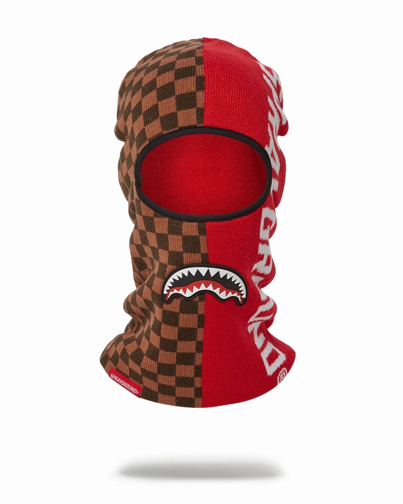 Brown Sprayground Branded Split Men\'s Ski Masks | 366046428
