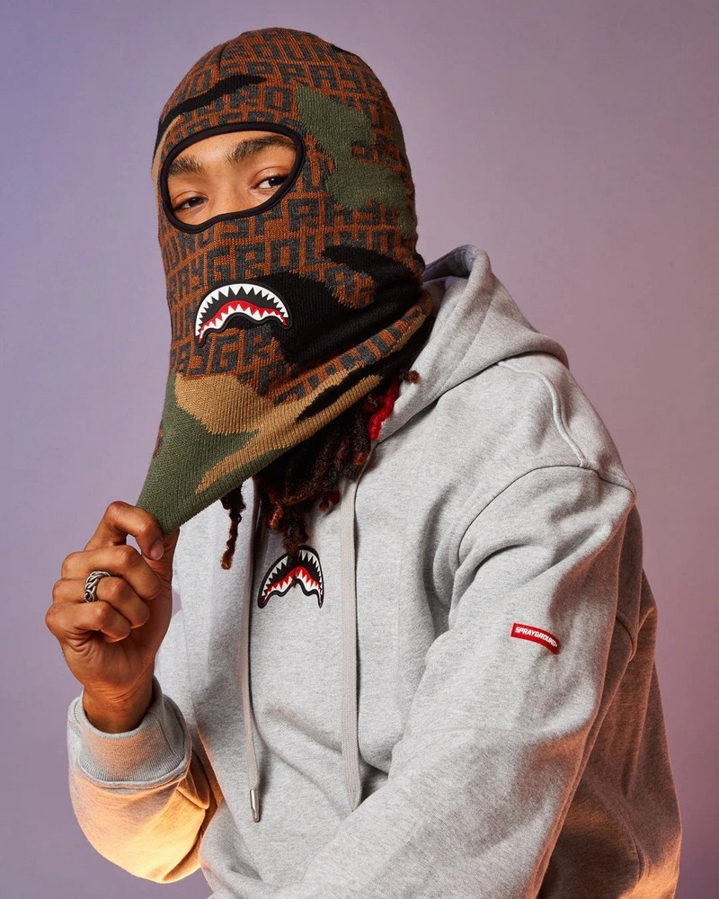 Brown Sprayground Camo Infinity Women's Ski Masks | 43873151