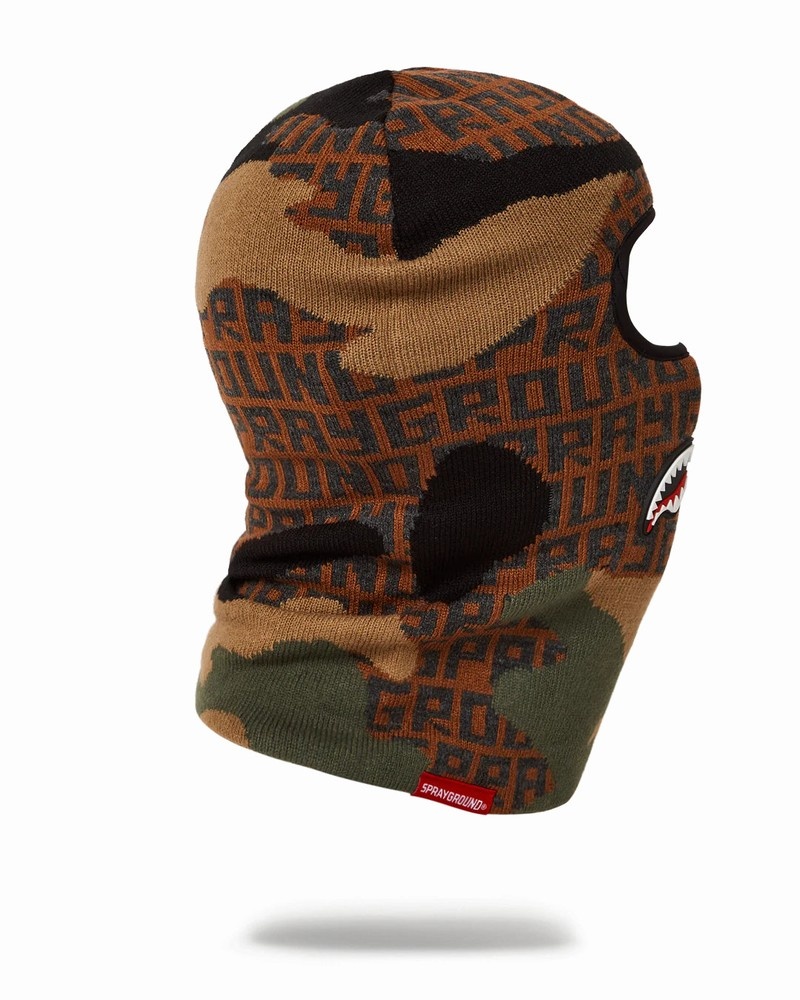 Brown Sprayground Camo Infinity Women's Ski Masks | 43873151