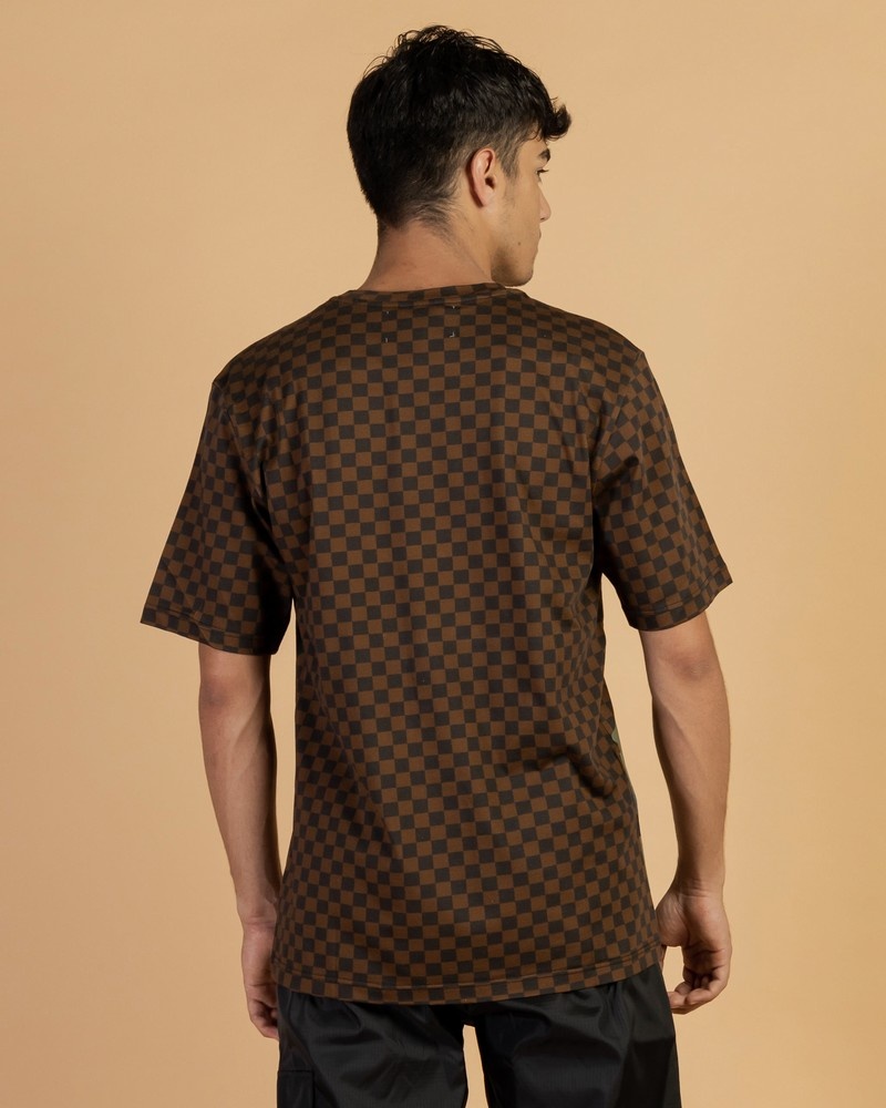 Brown Sprayground Camu E Quadri Men's T Shirts | 49560207