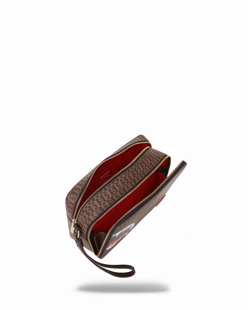 Brown Sprayground Cashin Checks Men's Toiletry Bags | 127314267