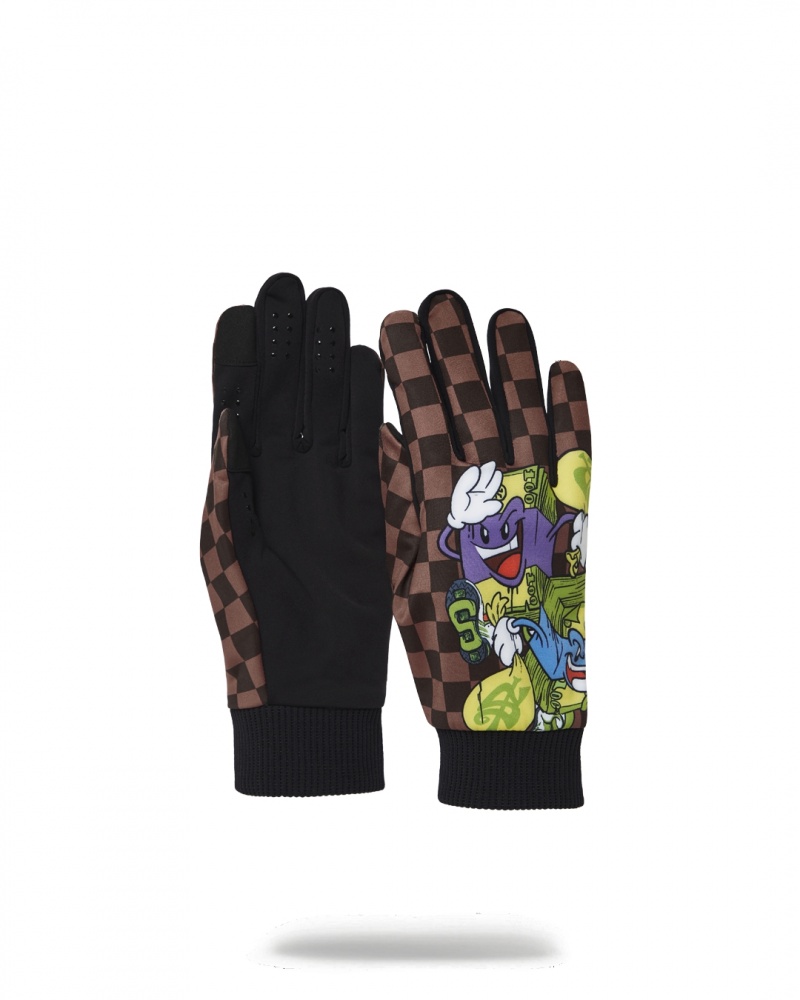 Brown Sprayground Chase Bank Large Men's Gloves | 639243879
