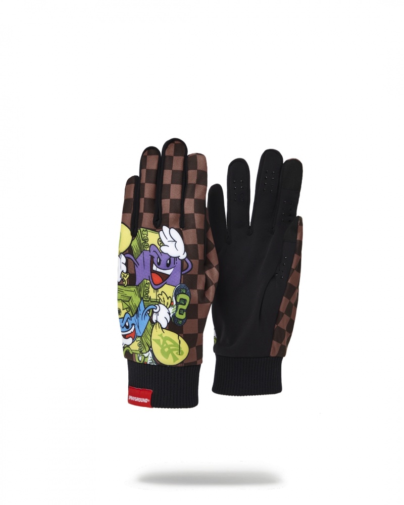 Brown Sprayground Chase Bank Large Men\'s Gloves | 639243879
