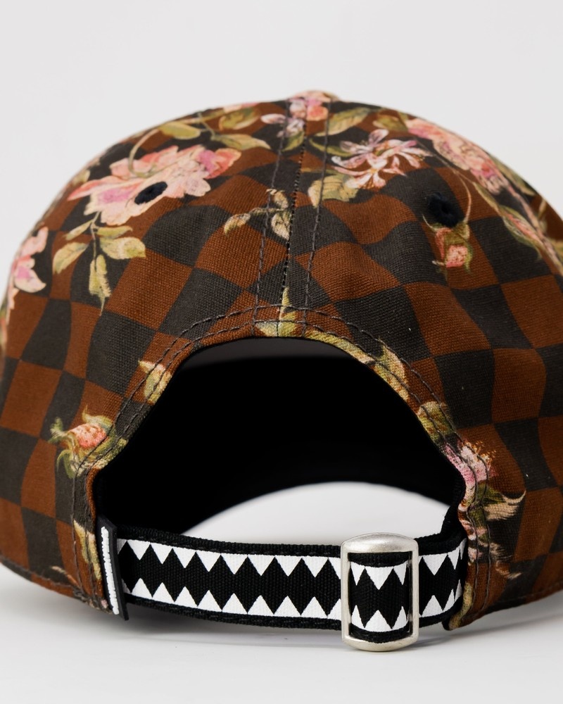 Brown Sprayground Check Flower Men's Caps | 193309964