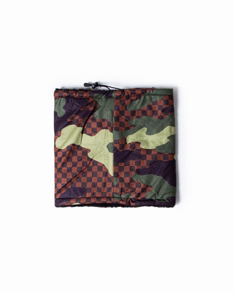 Brown Sprayground Checkered Camo Unisize Men's Neck Warmer | 9899677