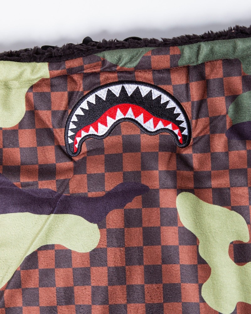Brown Sprayground Checkered Camo Unisize Men's Neck Warmer | 9899677