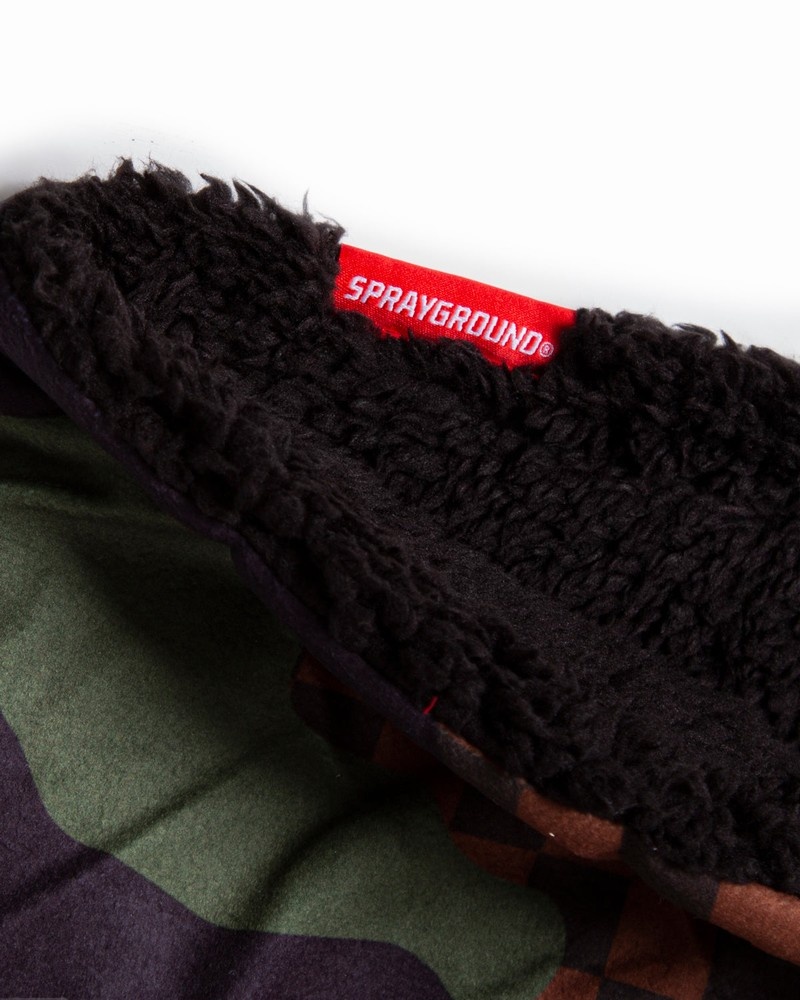 Brown Sprayground Checkered Camo Unisize Men's Neck Warmer | 9899677