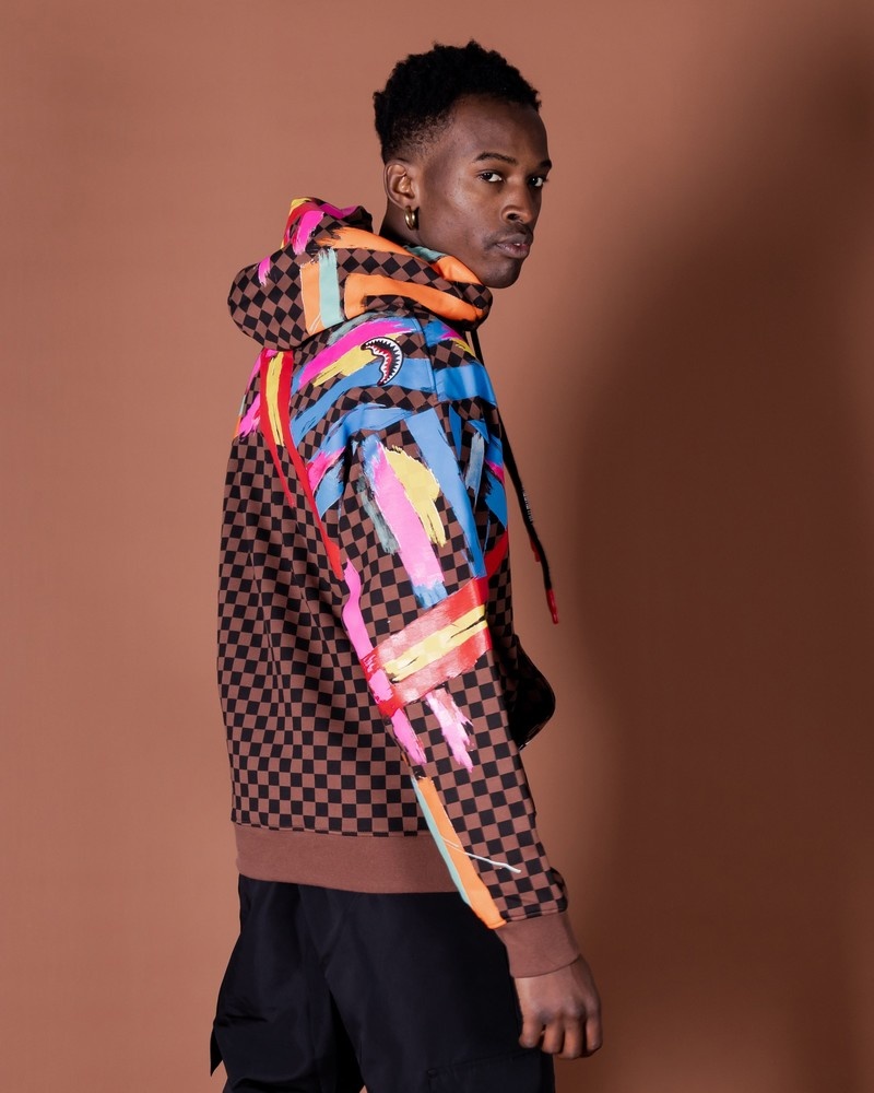 Brown Sprayground Checkit Men's Hoodie | 184033270