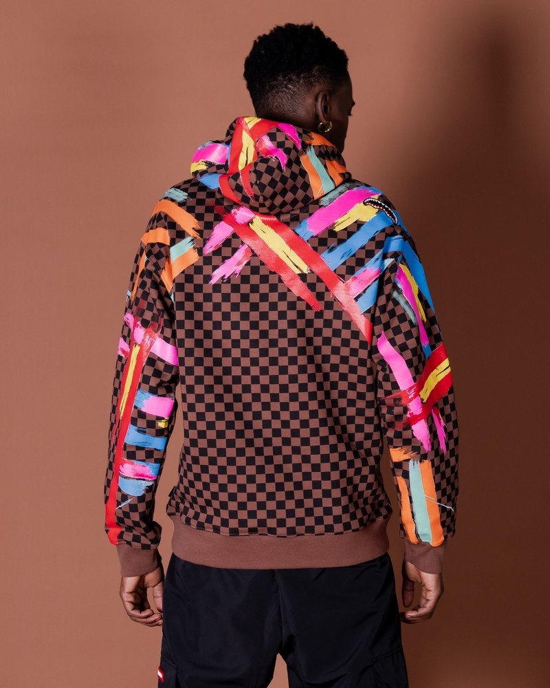 Brown Sprayground Checkit Men's Hoodie | 184033270
