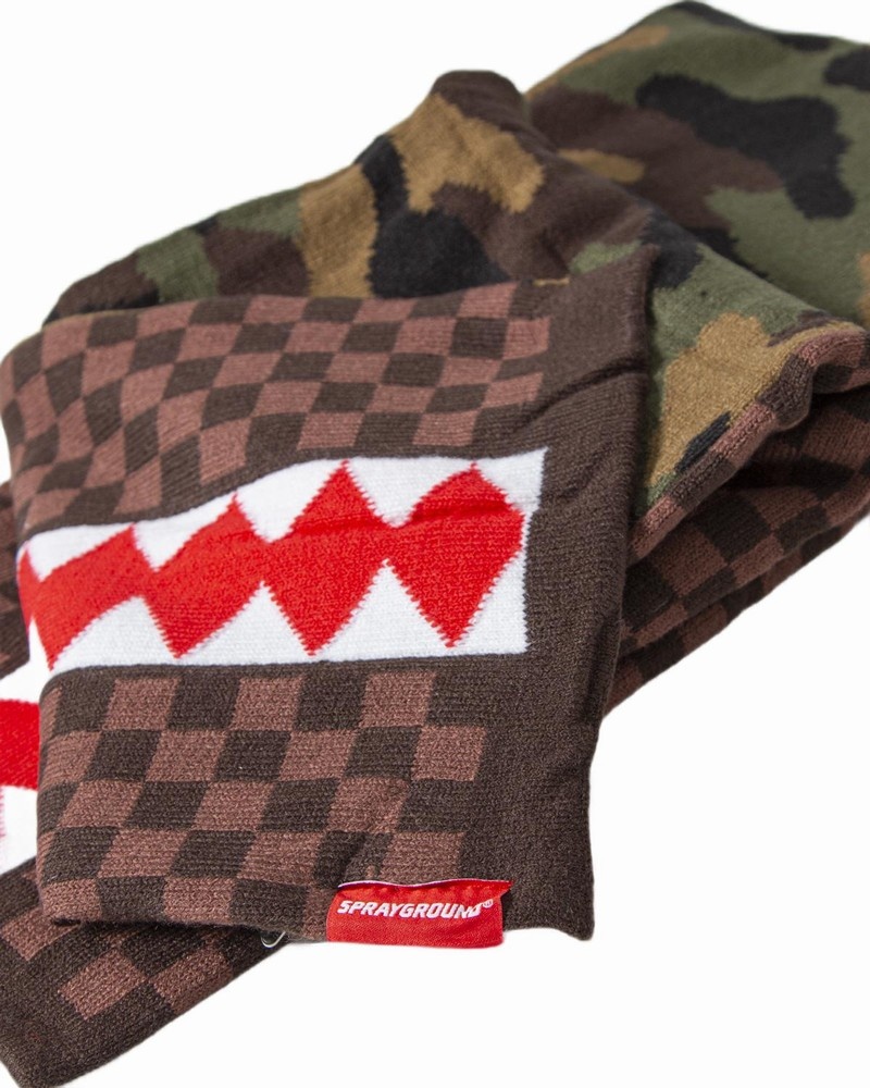 Brown Sprayground Checks And Camo Men's Scarves | 404331273
