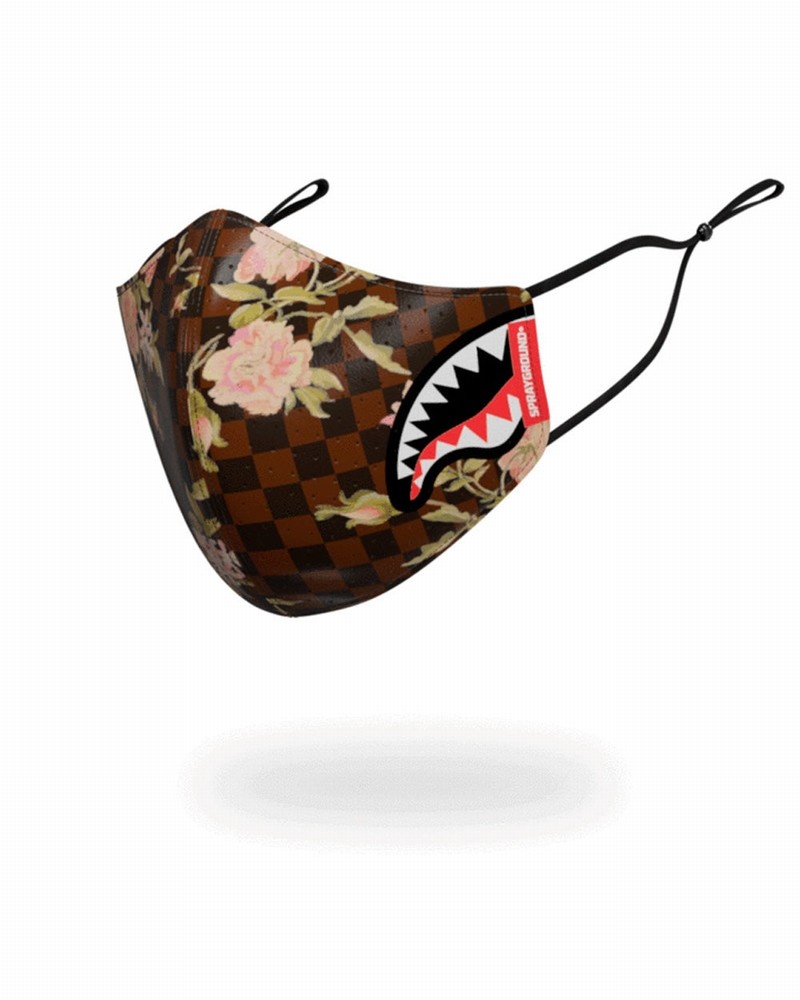 Brown Sprayground Fixed Filter Flower Sharks In Paris Pvc Fashion Women's Face Masks | 297368153