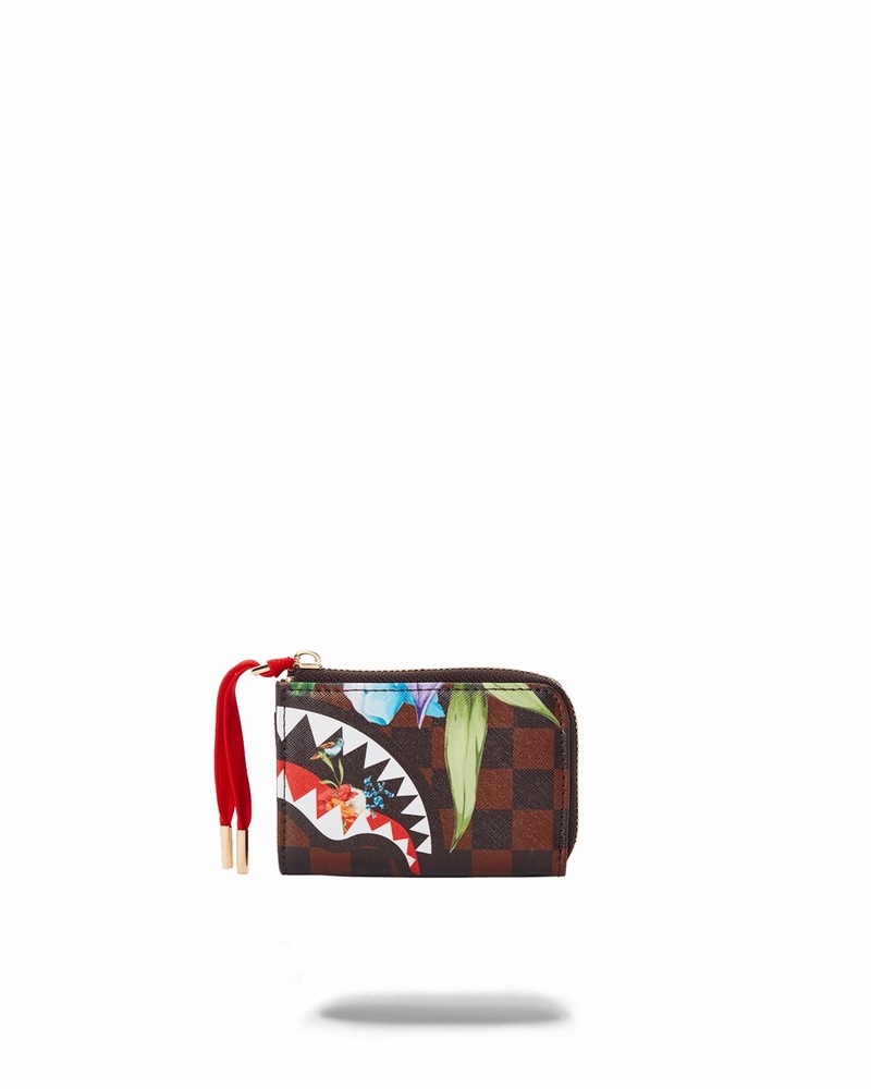 Brown Sprayground Garden Of Sharks Men's Wallets | 292262122