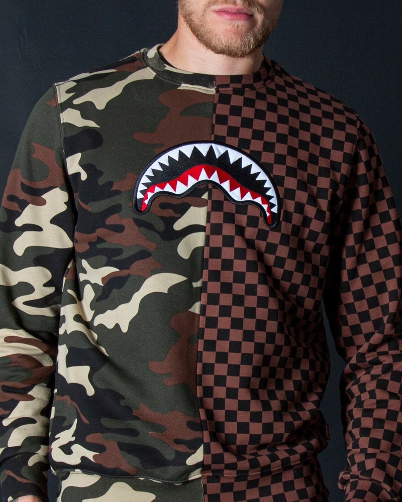 Brown Sprayground Jungle Crew Men's Sweatshirts | 292204891