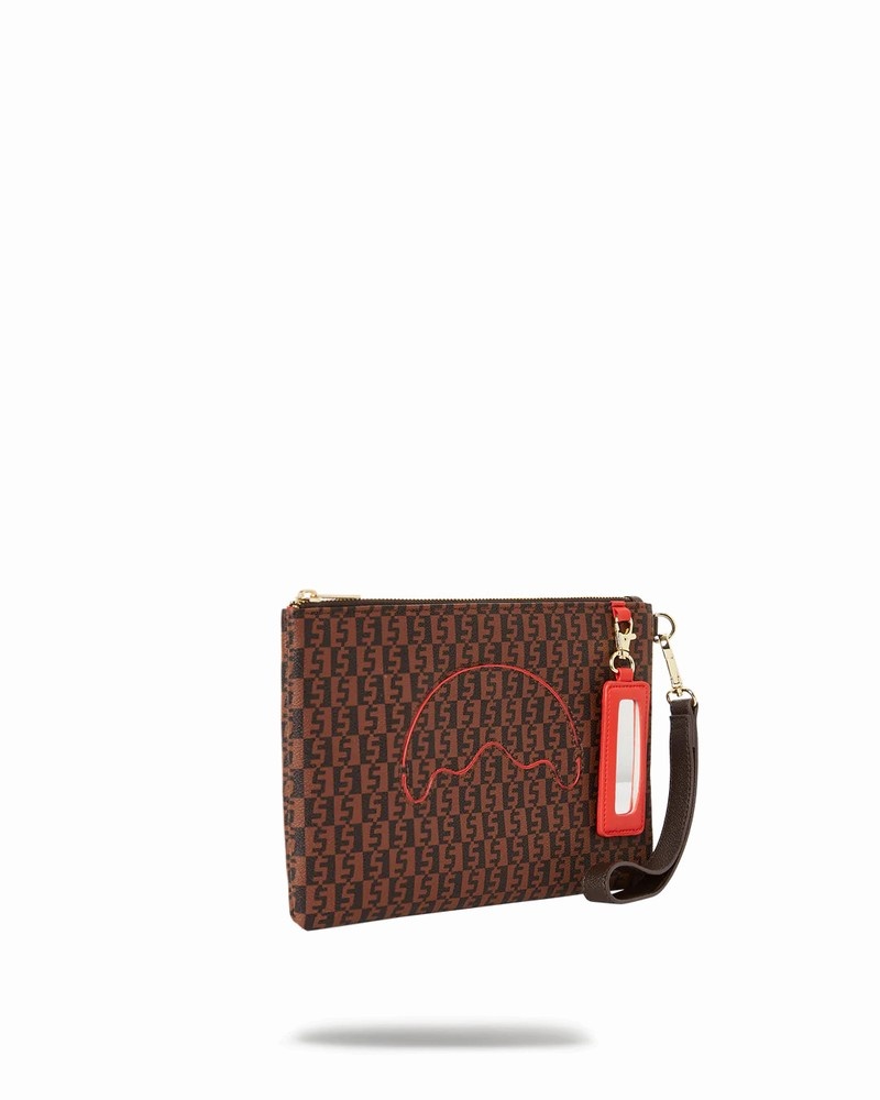 Brown Sprayground Money Check Men's Clutch Bags | 57243077