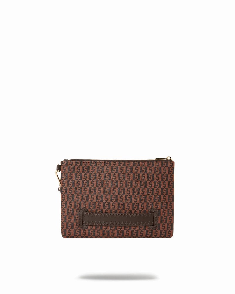 Brown Sprayground Money Check Men's Clutch Bags | 57243077