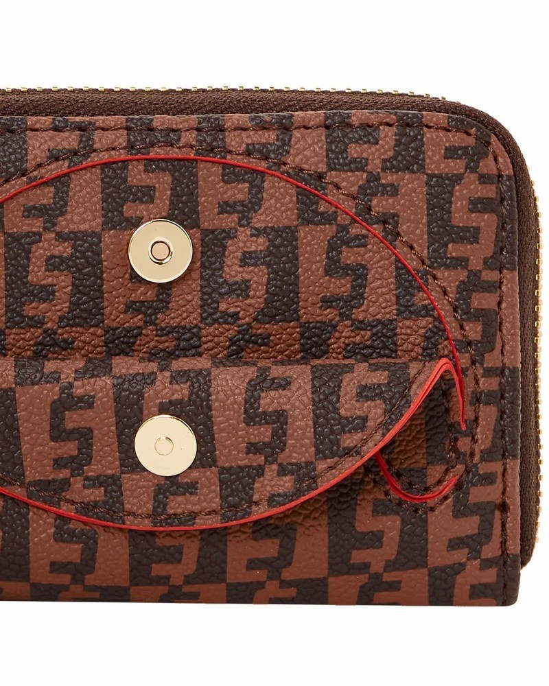 Brown Sprayground Money Check Men's Wallets | 120203978