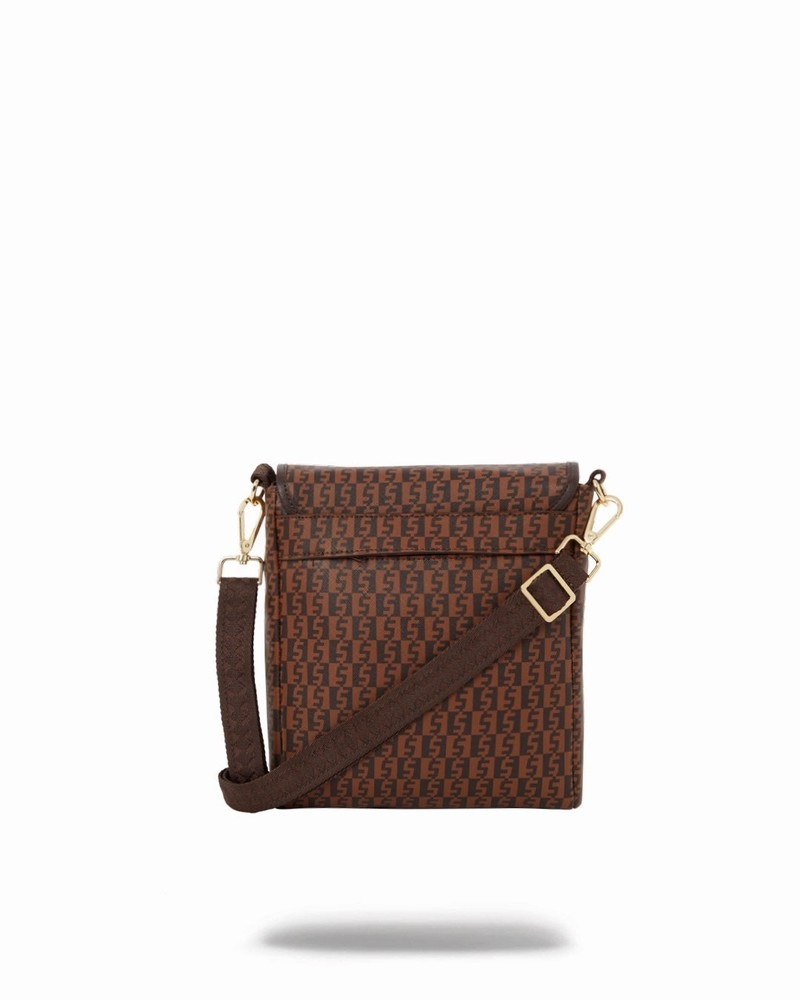 Brown Sprayground Money Checkered Men's Messenger Bags | 903030269