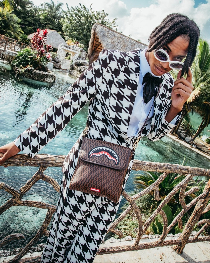 Brown Sprayground Money Checkered Men's Messenger Bags | 903030269